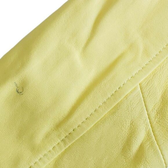 GENERATION LOVE Spencer lemon yellow leather classic biker moto jacket Sz XS NEW - Picture 5 of 12